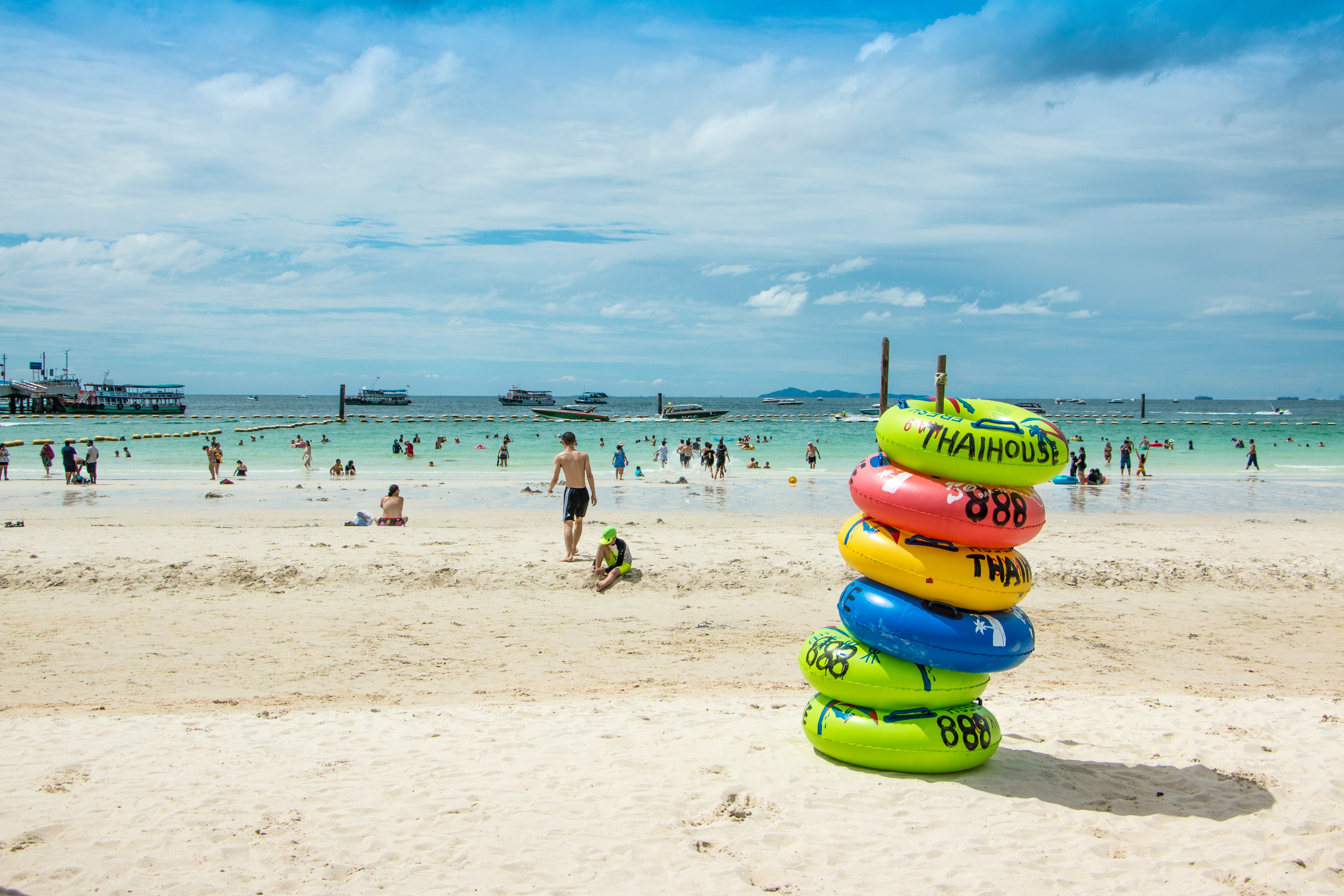 Panoramic view of Pattaya Bay with city skyline and beach